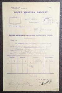1915 Great Western Railway Hebden Bridge to Crudgington Horse Fare Letter - Picture 1 of 1