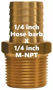 Manguera de 1/4 de pulgada Barb X 1/4" M-NPT accesorio de manguera de latón macho - 1020404C - Imagen 1 de 3