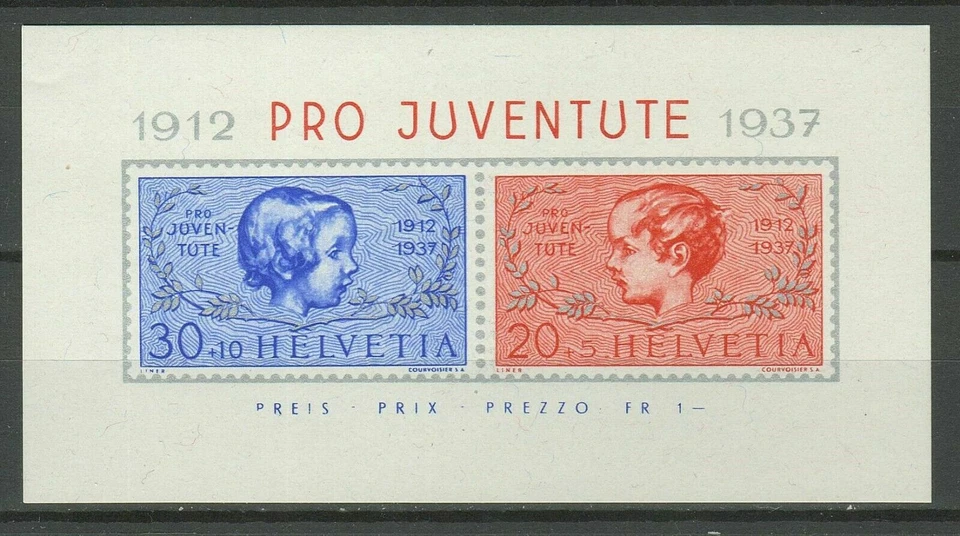 Switzerland Pro Juventute 1937 ☀ Block 3 ☀ Mint never hinged  - Image 1 of 2