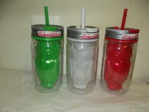 Cool Gear Owl Mason Jar Green,White & Red **Lot of 3 - Picture 1 of 7