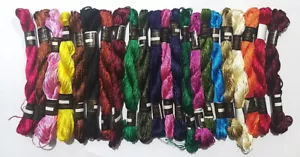 20 Skeins Large Silk Stranded Embroidery rayon Skeins 20 assorted Colours - Picture 1 of 3