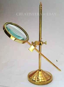 Massive Messing Tischlupe Vintage verstellbar Standlupe Geschenk - Bild 1 von 5