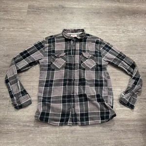 Camisa Levis Para Hombres Mediana Gris Franela a Cuadros Abotonada Western Cowboy Country - Imagen 1 de 9