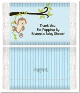 Monkey Boy - Personalized Baby Shower Popcorn Wrappers - Set of 12 - Picture 1 of 4