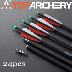 24PCS 30" Bogenschießen Jagd Carbon Pfeile SP500 für Recurve Bogen Compoundbow - Bild 1 von 17