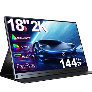 18" 2K Portable Monitor 144Hz Gaming Monitor USB C Laptop Monitor 2560x1600 - Picture 1 of 7