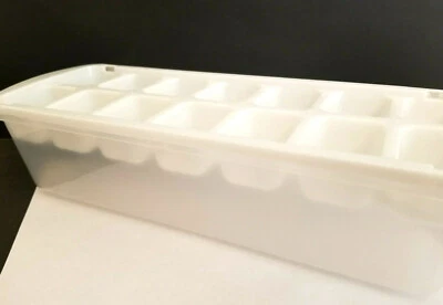 Nueva máquina de cubitos de hielo de plástico blanco + transparente de 14 espacios con bandeja sin usar Foto 1 de 4