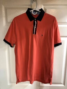 Tommy Hilfiger Men Classic Fit The Luxe Finish Polo Shirt Light Red Size Large - Picture 1 of 10