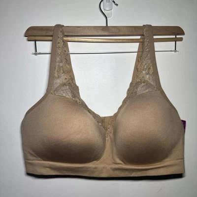 Ambrielle Everyday SEAMLESS  Bra Large PECAN PRALINE  Padded Push Up Wireless   - Image 1 of 4