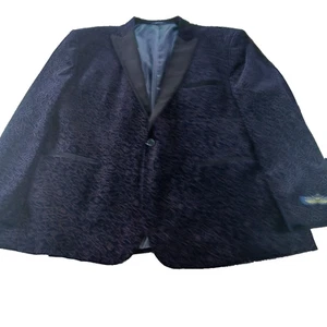New Men's Studio Ferera Velvet and Corduroy Floral Blazer Black and Navy 54R - Picture 1 of 9