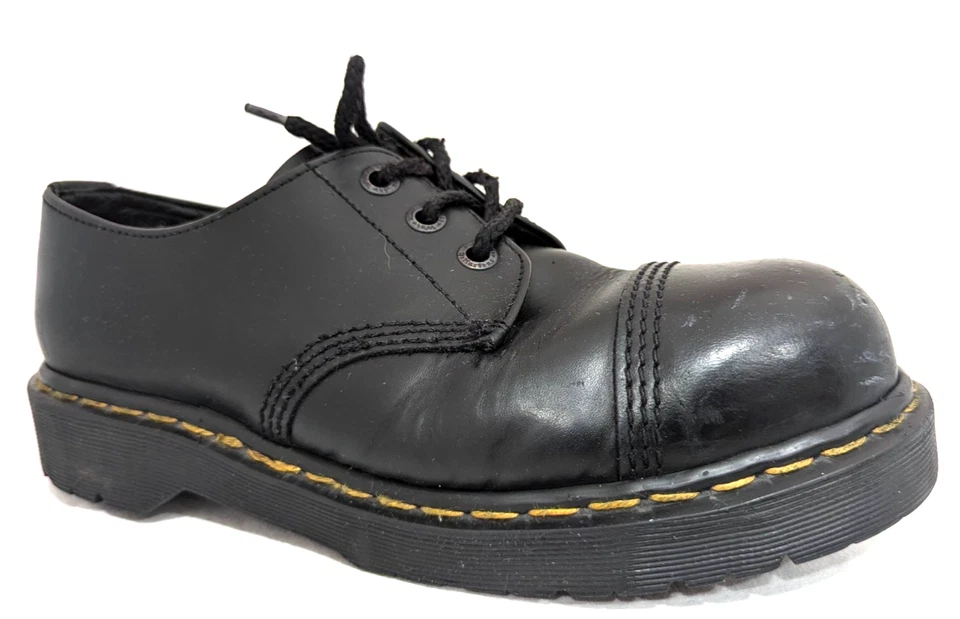 Vtg 90s DR MARTENS Shoes 9875 STEEL TOE Oxfords Made in ENGLAND US M 8 W 9 EUC * - Image 1 of 4