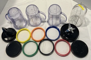 Magic Bullet Replacement 4 cups, rings, 2 Lids, 1 Sip Spout, Blender Knife - Picture 1 of 6