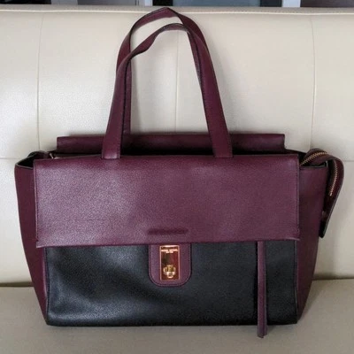 Bolso Henri Bendel nuevo sin etiquetas, ¡hallazgo raro! Cuero texturizado, borgoña y negro, grande Foto 1 de 4