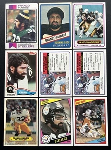 Franco Harris - (9 Karten Lot mit Rookie RC & Sticker Pittsburgh Steelers HOF - Bild 1 von 4