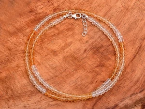 FINEST QUALITY Natural Shaded Citrine Faceted Rondell Beads Adjustable Necklace - Picture 1 of 4