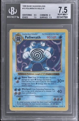 1999 Pokémon Base Set Poliwrath Holo Shadowless BGS 7.5 - Image 1 of 2