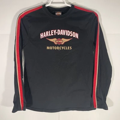 Винтажная женская рубашка 2008 Harley-Davidson 2XL с длинным рукавом в черную полоску - Изображение 1 из 4