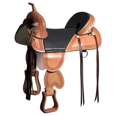 16 In HILASON Western Horse Treeless Trail Saddle Genuine American Leather Tan l - Image 1 of 4