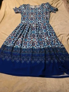 Lula Roe Kleid groß blau Reißverschluss hinten  - Bild 1 von 9