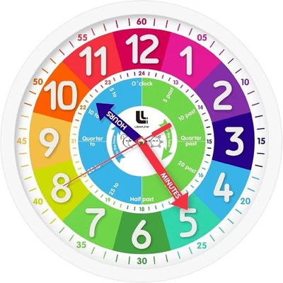 3D Kids Colorful Learning Wall Clock - Easy to Read - 12 Inch,  - Image 1 of 4
