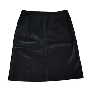 Vintage Ann Taylor Size 4 Skirt A Line Black Leather - Picture 1 of 4