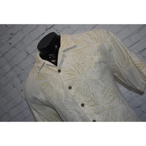 Tommy Bahama Hawaiian SILK Shirt Mens Size Large Coconut Buttons Loop Collar - Picture 1 of 5