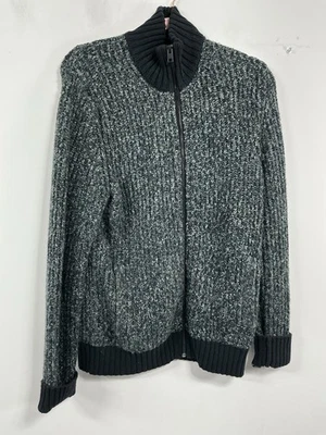 Mens Express Cardigan Sweater Long Sleeve Small Black Full Zip Mock Neck - Image 1 of 4