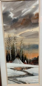 Michael McCullough "Last Light" Paint Tipi Snow Woman 8x20 signiert 15x27 gerahmt - Bild 1 von 13