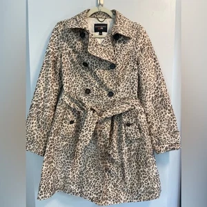Banana Republic Mad Men Collection leopard print belted lightweight trench coat - Picture 1 of 10