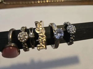 Lot 6 Assorted Vintage Deco Silver Rings 8046/10 - Picture 1 of 9