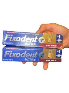 Confezione da 2 adesivi per protesi Fixodent Ultra Max Hold - 2,2 once Ea. - Nuovo sigillato  - Foto 1 di 4