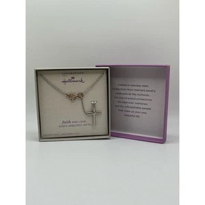NWT - Connections from Hallmark Stainless Steel  Cross Infinity Lariat Pendant - Picture 1 of 5