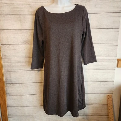 VESTIDO MEDIANO GÓTICO Y2K MANGA 3/4 GRIS MACIZO AZUL MARINO ANTIGUO Foto 1 de 4