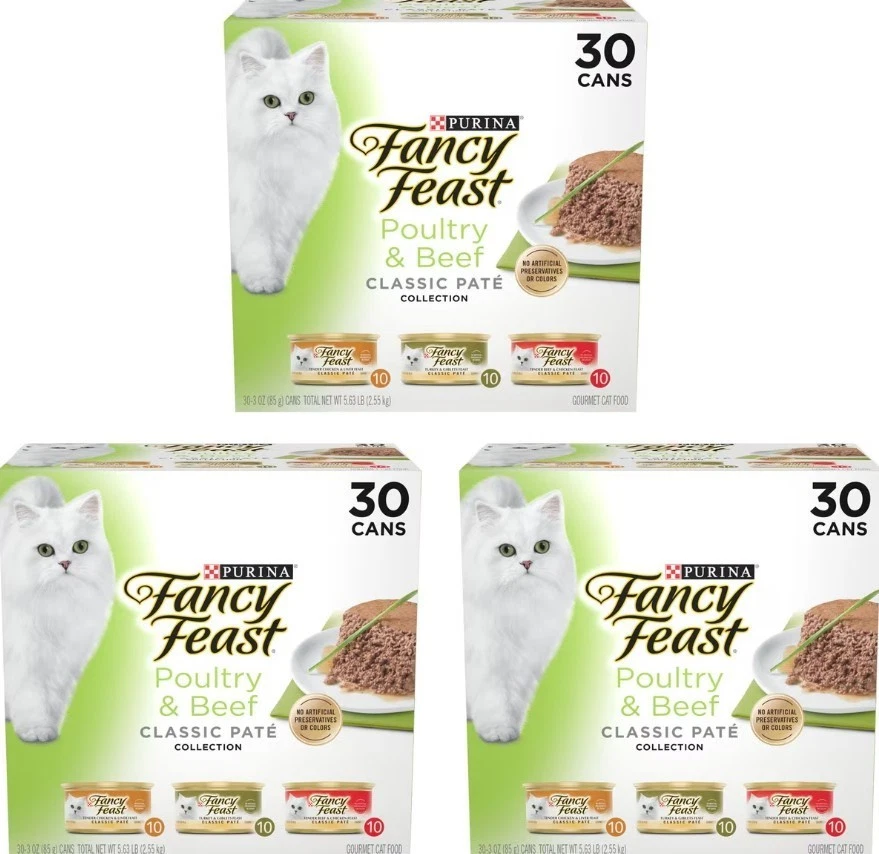 Fancy Feast Classic Poultry Beef Pate Feast Variety Cat 3-oz can, case of 90 - Image 1 of 1