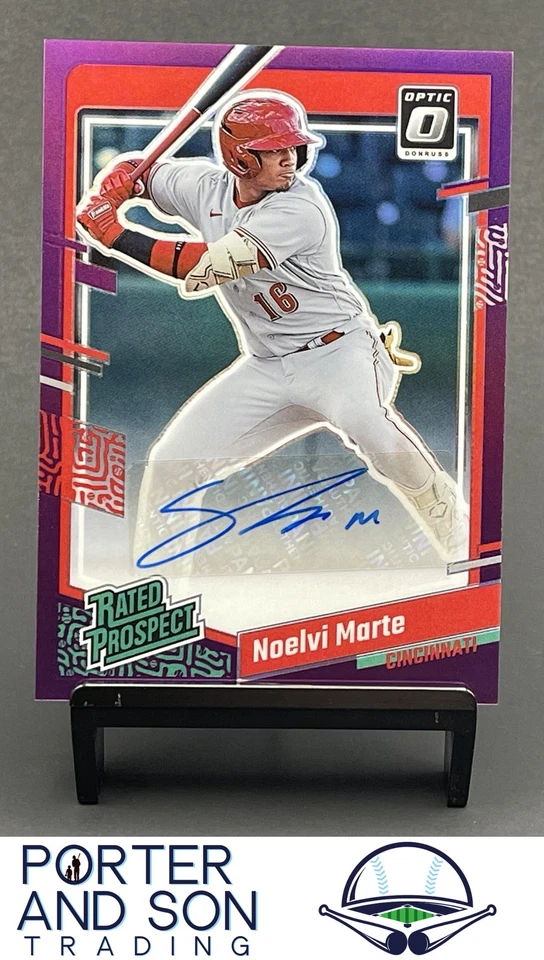 Noelvi Marte #/99 Optic Rated Prospects Signatures Purple 2023 Donruss #RPS-NM - Image 1 of 2