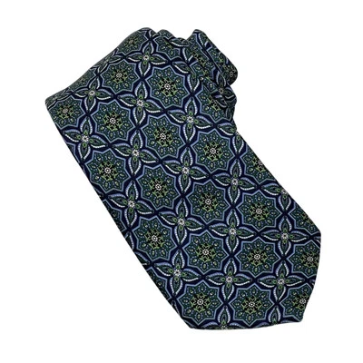 Corbata para hombre Countess MARA azul verde texturizada batik geométrica preppy carrera Foto 1 de 4