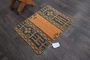 Oushak Türkische Fußmatte Teppich 2x2 ORANGE Anatolisch Handarbeit Vintage Klein Kelim Teppich - Bild 1 von 9