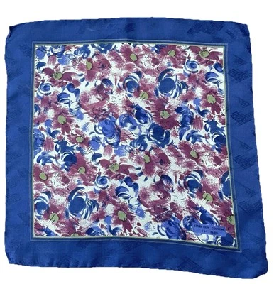 AS2#Givenchy Gentleman Paris Vintage Silk Pocket Square Abstract Floral Print - Image 1 of 4