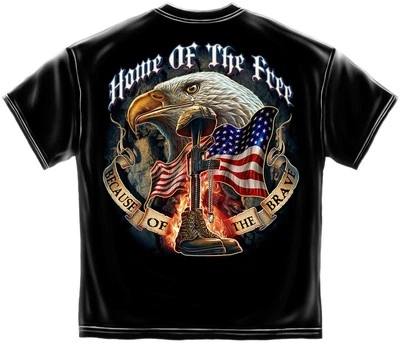 T-Shirt HOME of the FREE BECAUSE OF THE BRAVE Patriotic Military - Image 1 of 3