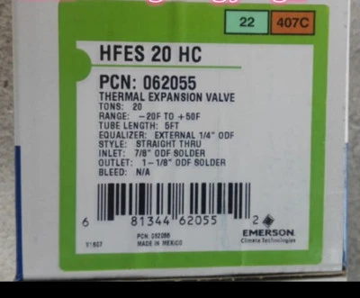 Fst  New  EMERSON  HFES 20 HC  HFES20HC Valve free shipping 062055 - Image 1 of 3