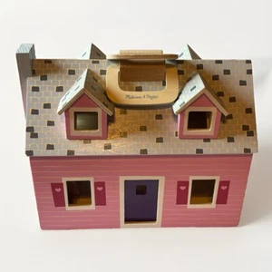 Melissa & Doug Fold & Go Wooden Dollhouse Pink Grey Purple No Figures Furniture - Picture 1 of 4
