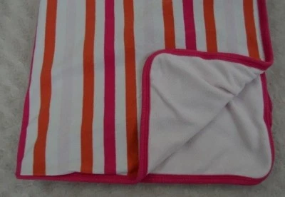 Old Navy Pink White Orange Stripes Baby Blanket Security Lovey Fleece Cotton - Image 1 of 4