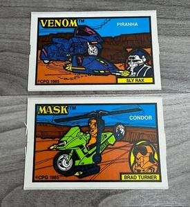 VINTAGE M.A.S.K. LOTE DE PEGATINAS DE CEREALES KENNER CPG 1985 SLY RAX & BRAD TUNER CONDOR - Imagen 1 de 2