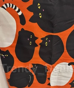 Ikea LAKEMALVA Pre-cut Fabric Orange, Cat Print for Cushions, Curtains 59x118" - Picture 1 of 6