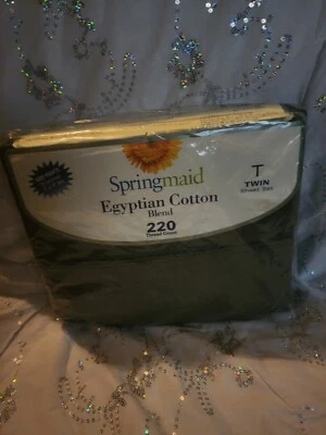 NWT Springmaid Luxury Blend 250 Thread Twin Flat Sheet Winds drk green - Image 1 of 3