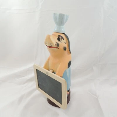 Pig Chef Chalkboard Menu Board Hand Carved and Painted Wood 15" - Image 1 of 4