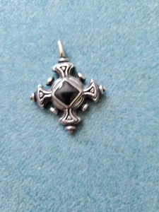 Sterling Silber vier Elemente und Richtungen keines kritisches Kreuz schwarz emailliert - Bild 1 von 5