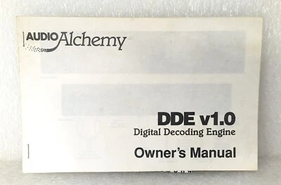 Audio Alchemy DDE v1.0 digital decoding engine manual manuale in inglese - Immagine 1 di 4