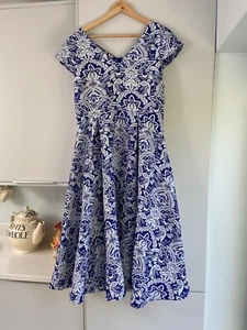 Per Una Size 14 Blue Summer Dress M&S - Picture 1 of 4