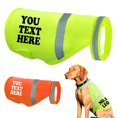Personalised High Vis Dog Coat Custom Printed Hi Viz Pet Safety Vest Reflective - Image 1 of 4